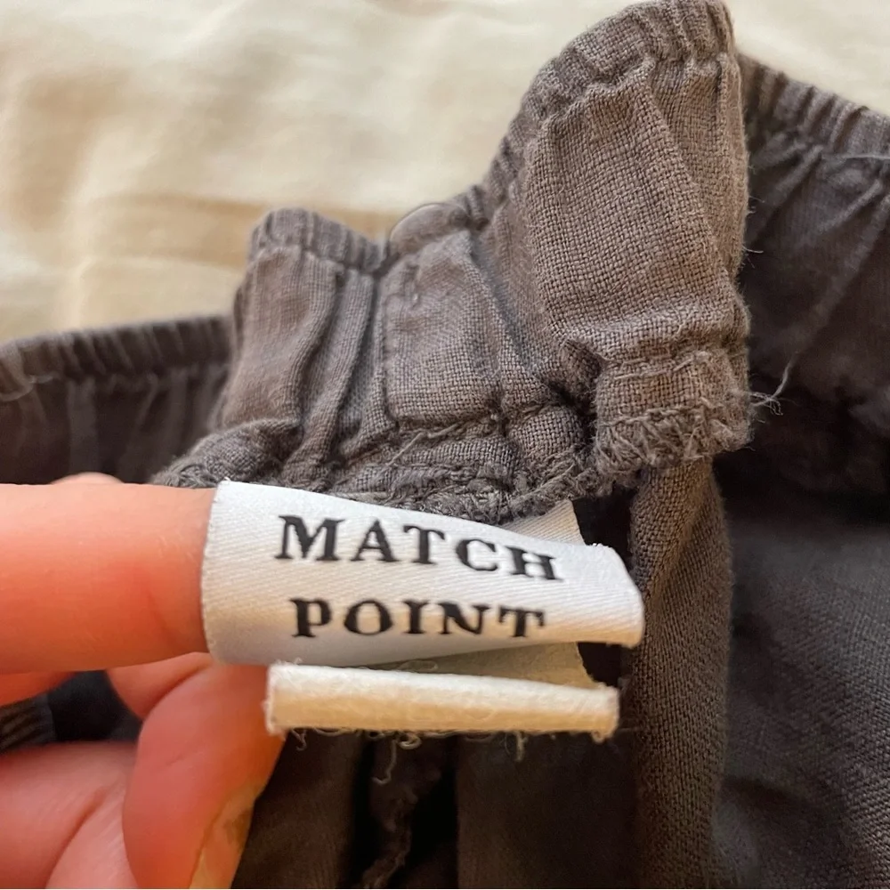 Match Point Gray Linen Wide-Leg Ruffle Hem Capris - Picture 3 of 5